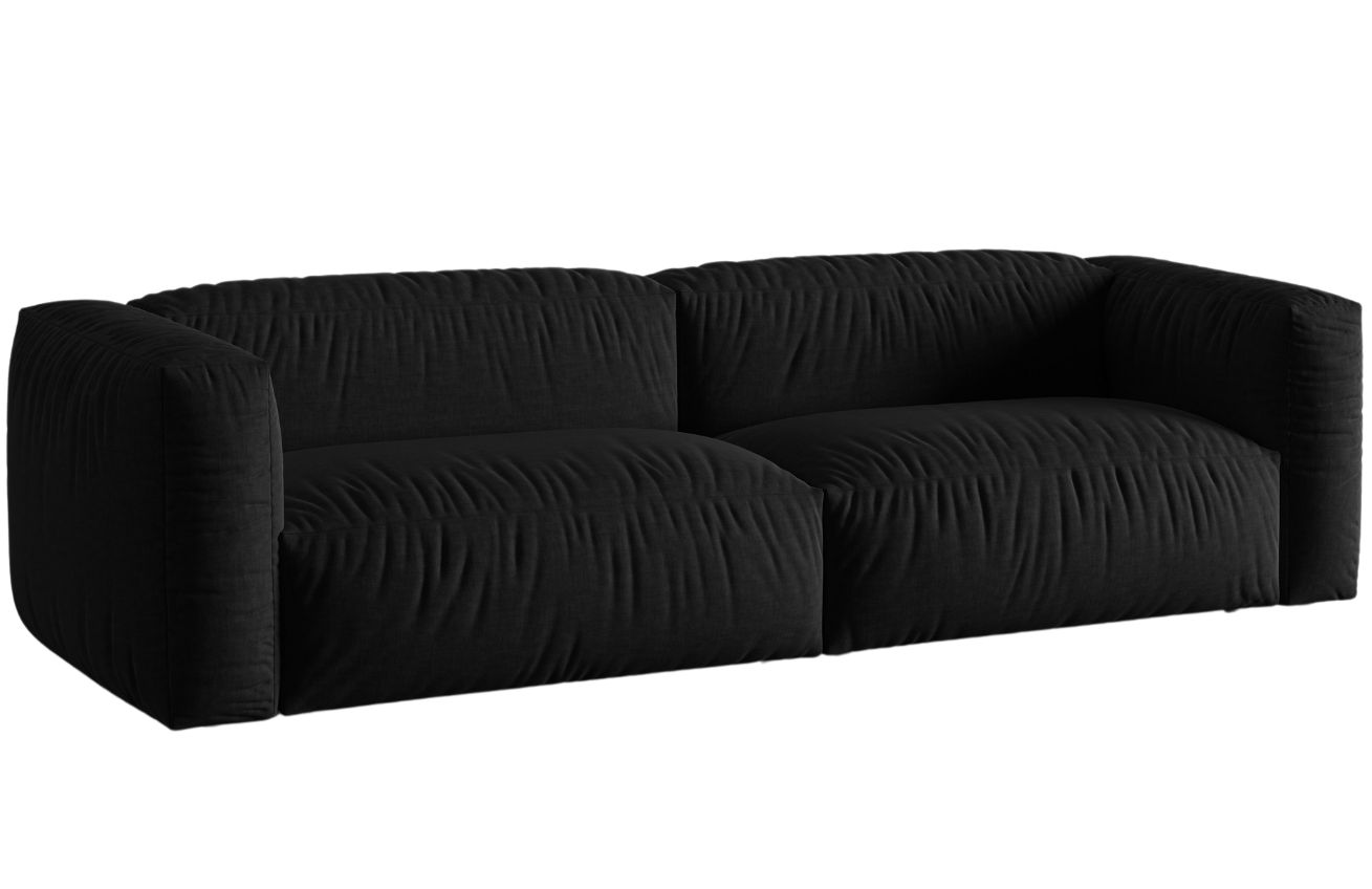 Čern&aacute; čalouněn&aacute; trojm&iacute;stn&aacute; pohovka MICADONI Martina 240 cm