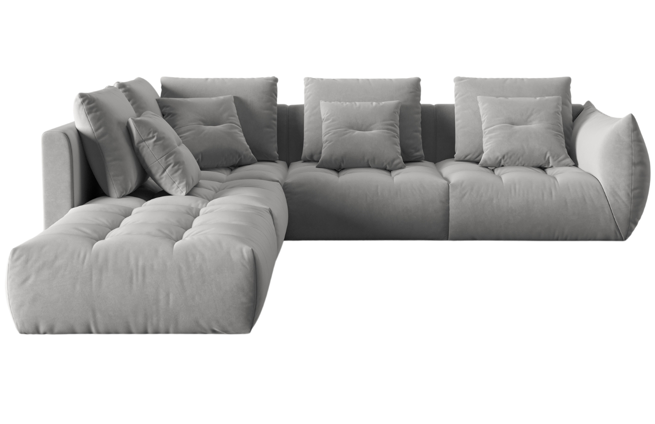 &Scaron;ed&aacute; sametov&aacute; rohov&aacute; pohovka MICADONI Bloom 316 cm, lev&aacute;