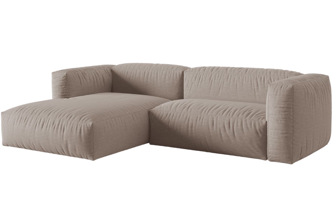 Tmavě b&eacute;žov&aacute; čalouněn&aacute; rohov&aacute; pohovka MICADONI Martina 283 cm, lev&aacute;