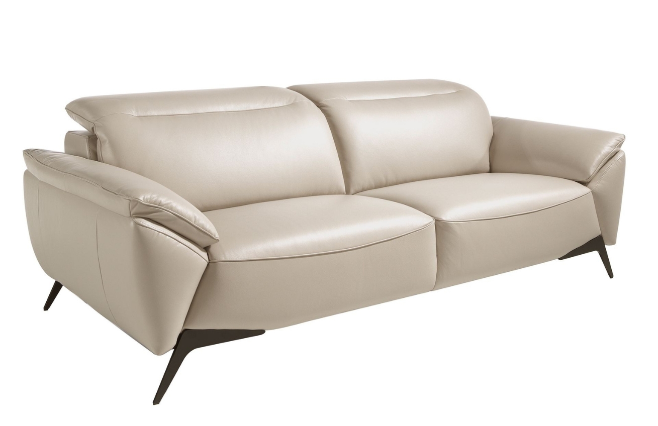 Šedobéžová kožená trojmístná pohovka Angel Cerdá No. 6132, 223 cm