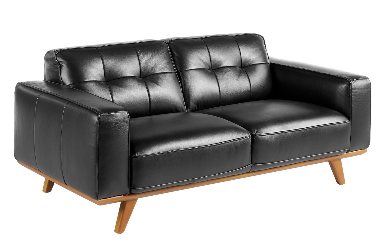 Černá kožená dvoumístná pohovka Angel Cerdá No. 6030, 181 cm