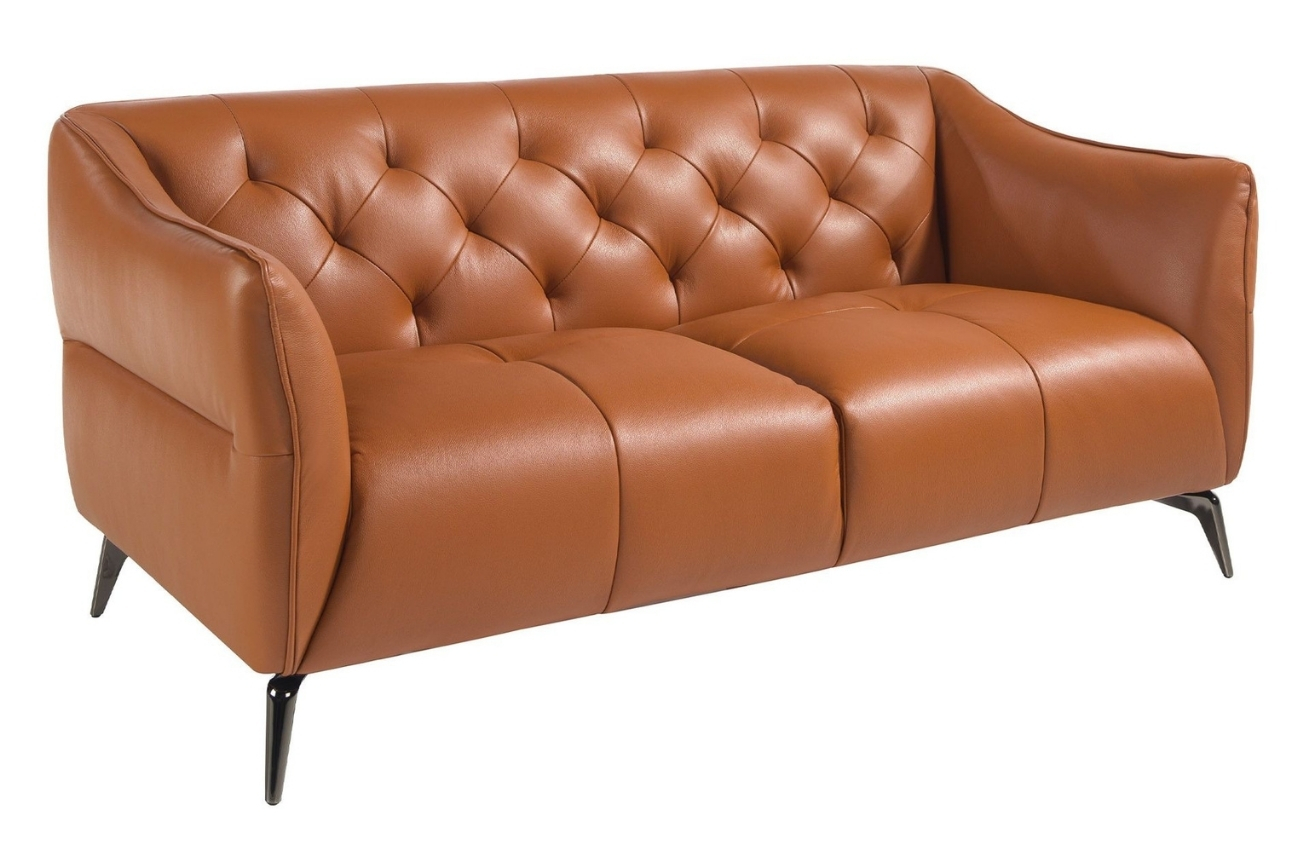 Koňakově hnědá kožená dvoumístná pohovka Angel Cerdá No. 6168, 171 cm
