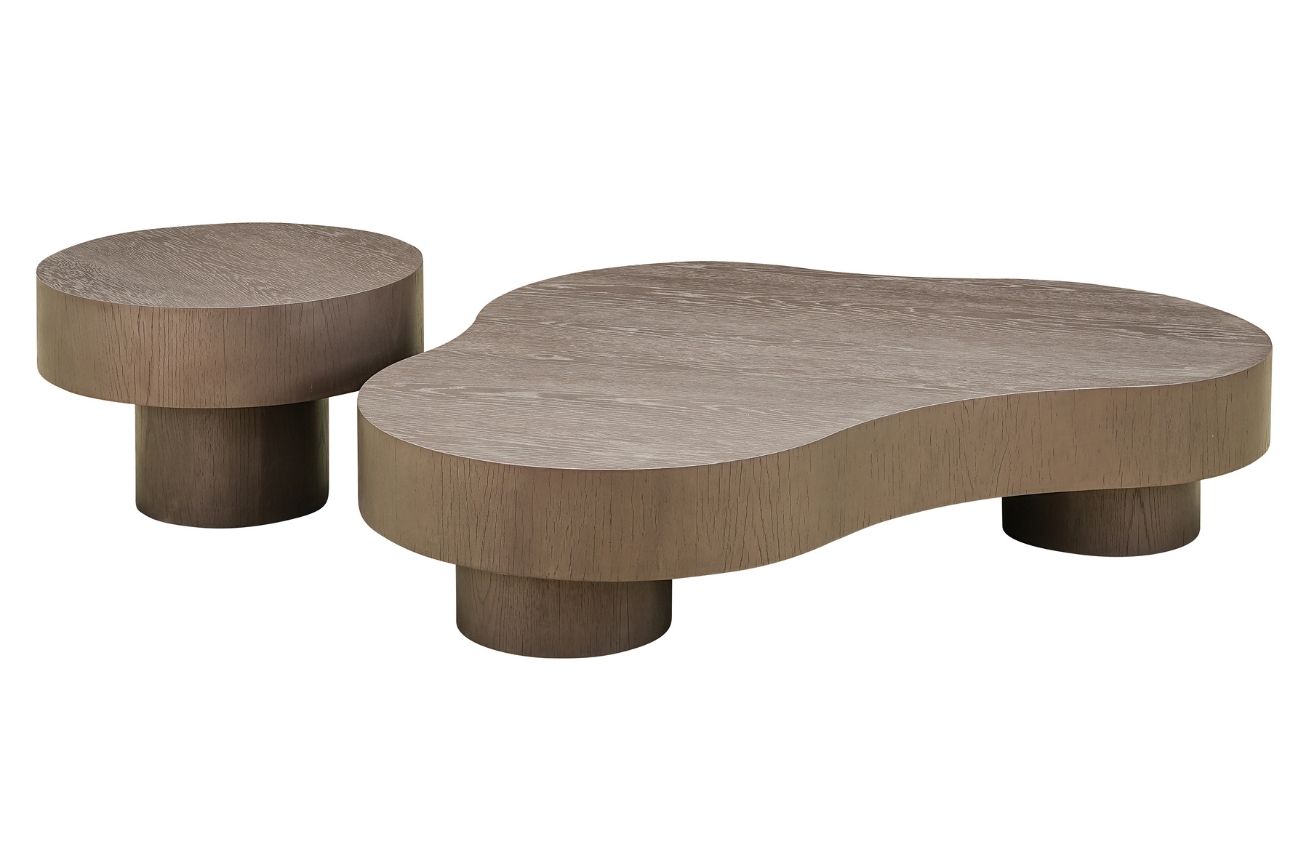 Set dvou bronzových dubových konferenčních stolků Richmond Bogor 142,4x103/60 cm