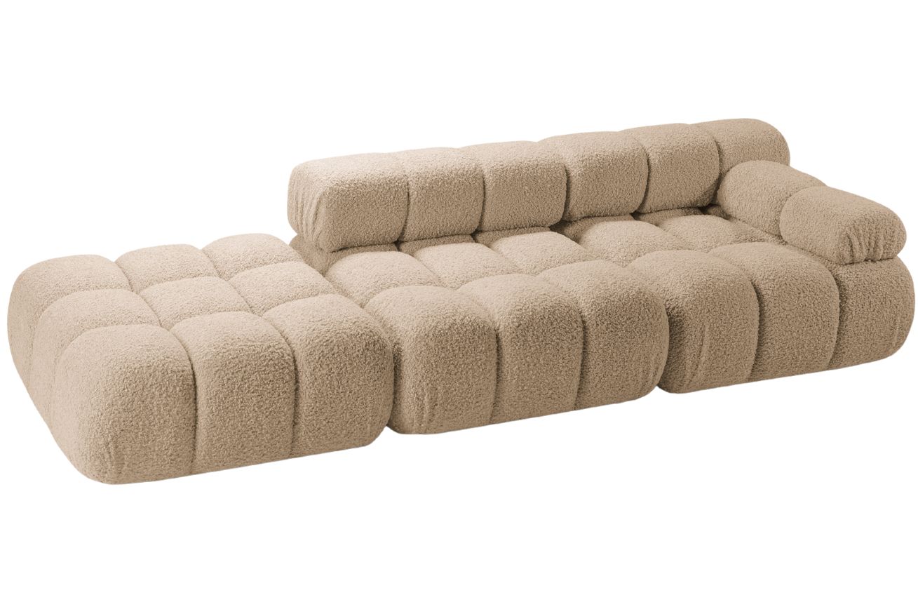 B&eacute;žov&aacute; boucl&eacute; čtyřm&iacute;stn&aacute; pohovka MICADONI Bellis 282 cm, prav&aacute;