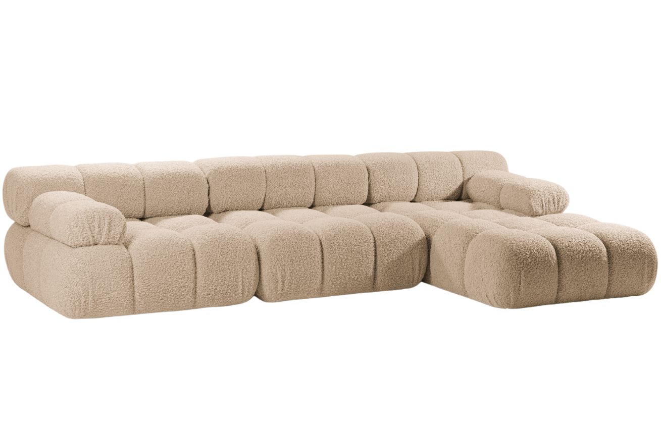 B&eacute;žov&aacute; boucl&eacute; rohov&aacute; pohovka MICADONI Bellis 282 cm, prav&aacute;