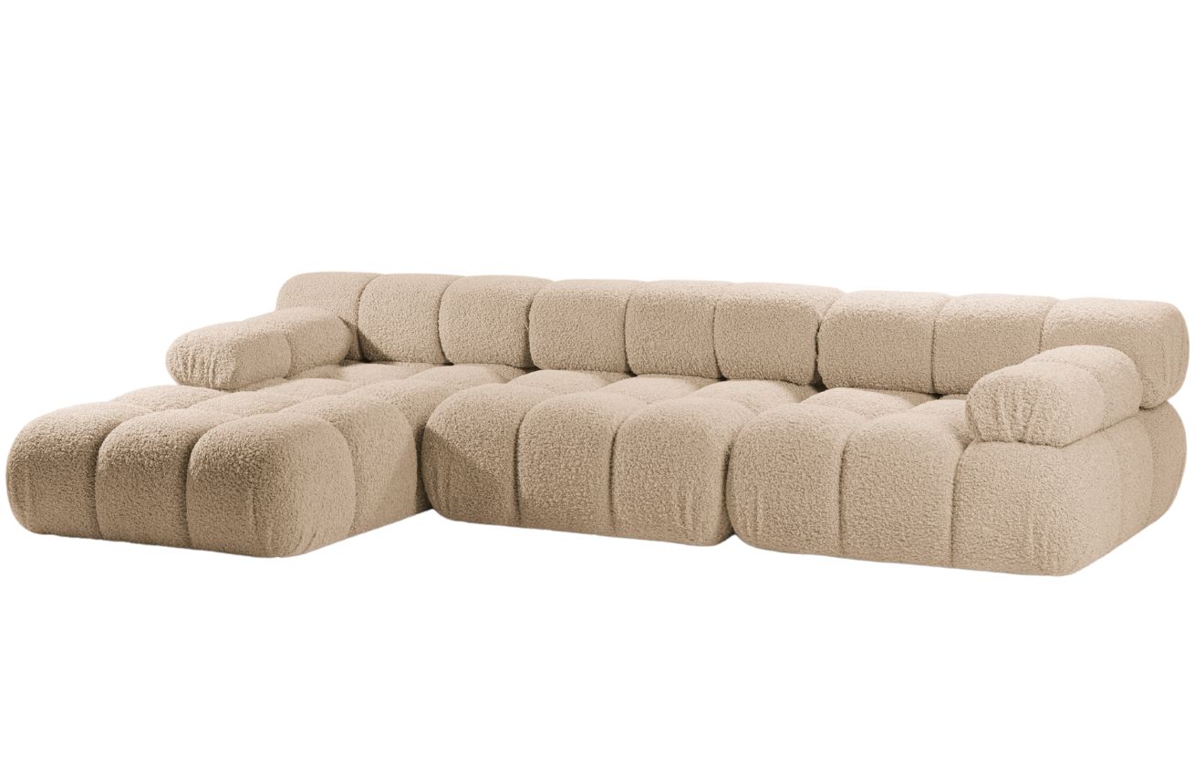 B&eacute;žov&aacute; boucl&eacute; rohov&aacute; pohovka MICADONI Bellis 282 cm, lev&aacute;