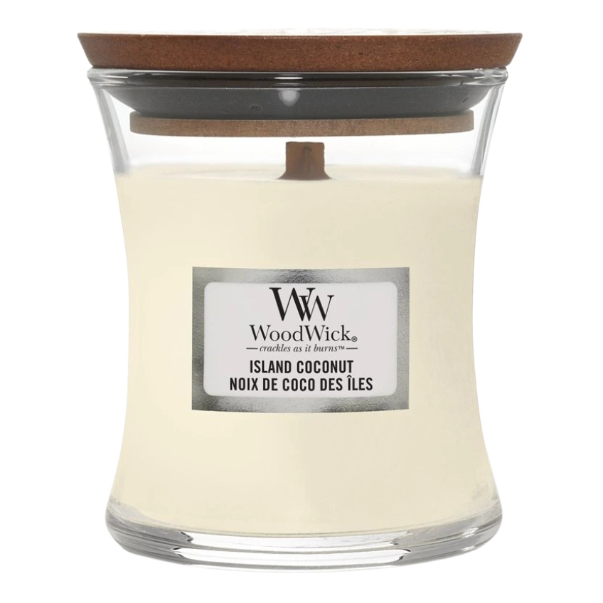 WoodWick Malá vonná svíčka WoodWick, Island Coconut