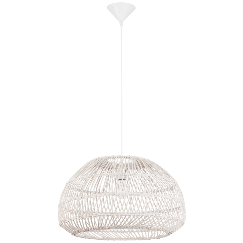 Bílé ratanové závěsné světlo Nova Luce Melody 50,5 cm