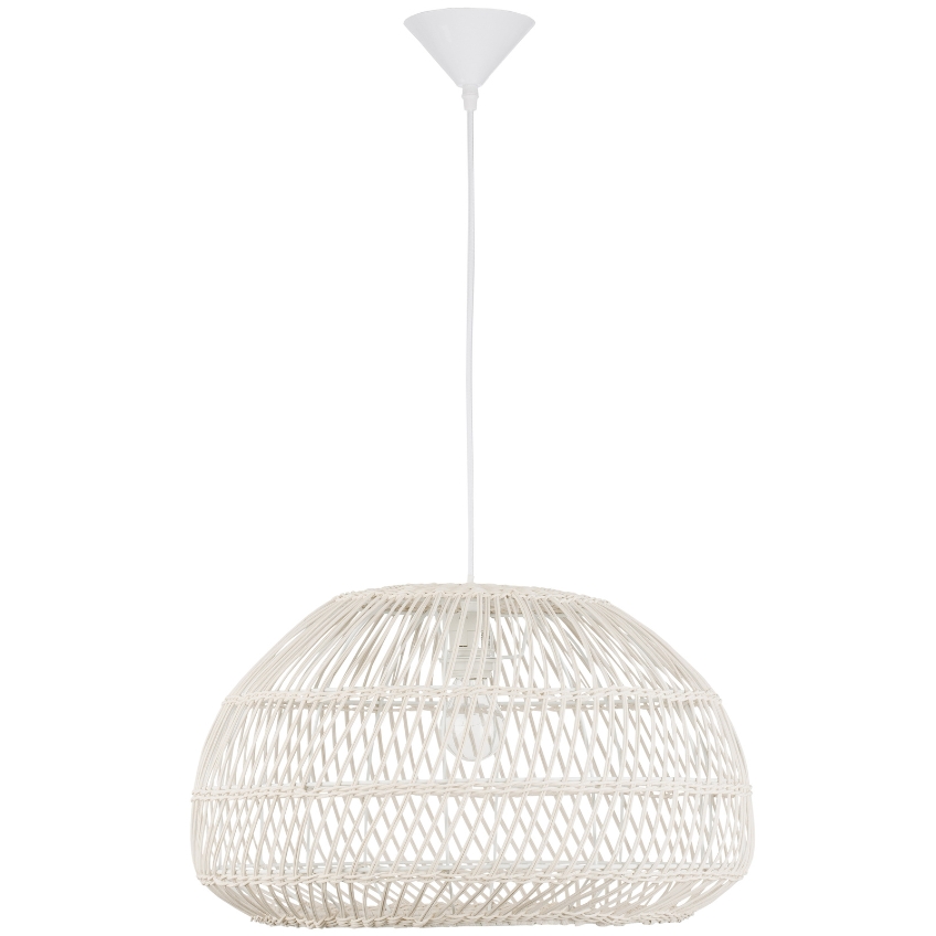 Bílé ratanové závěsné světlo Nova Luce Melody 50,5 cm