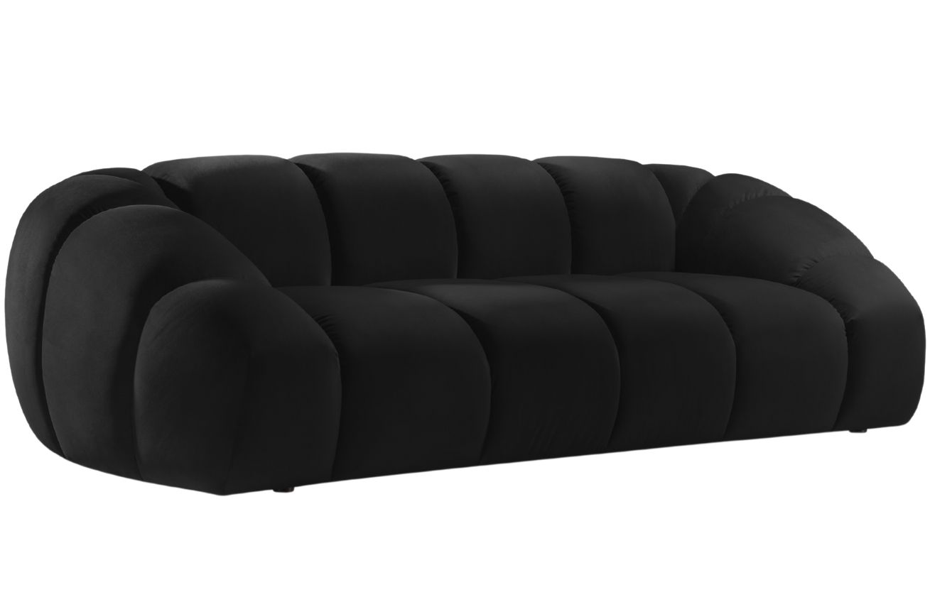 Čern&aacute; sametov&aacute; trojm&iacute;stn&aacute; pohovka MICADONI Diana 254 cm