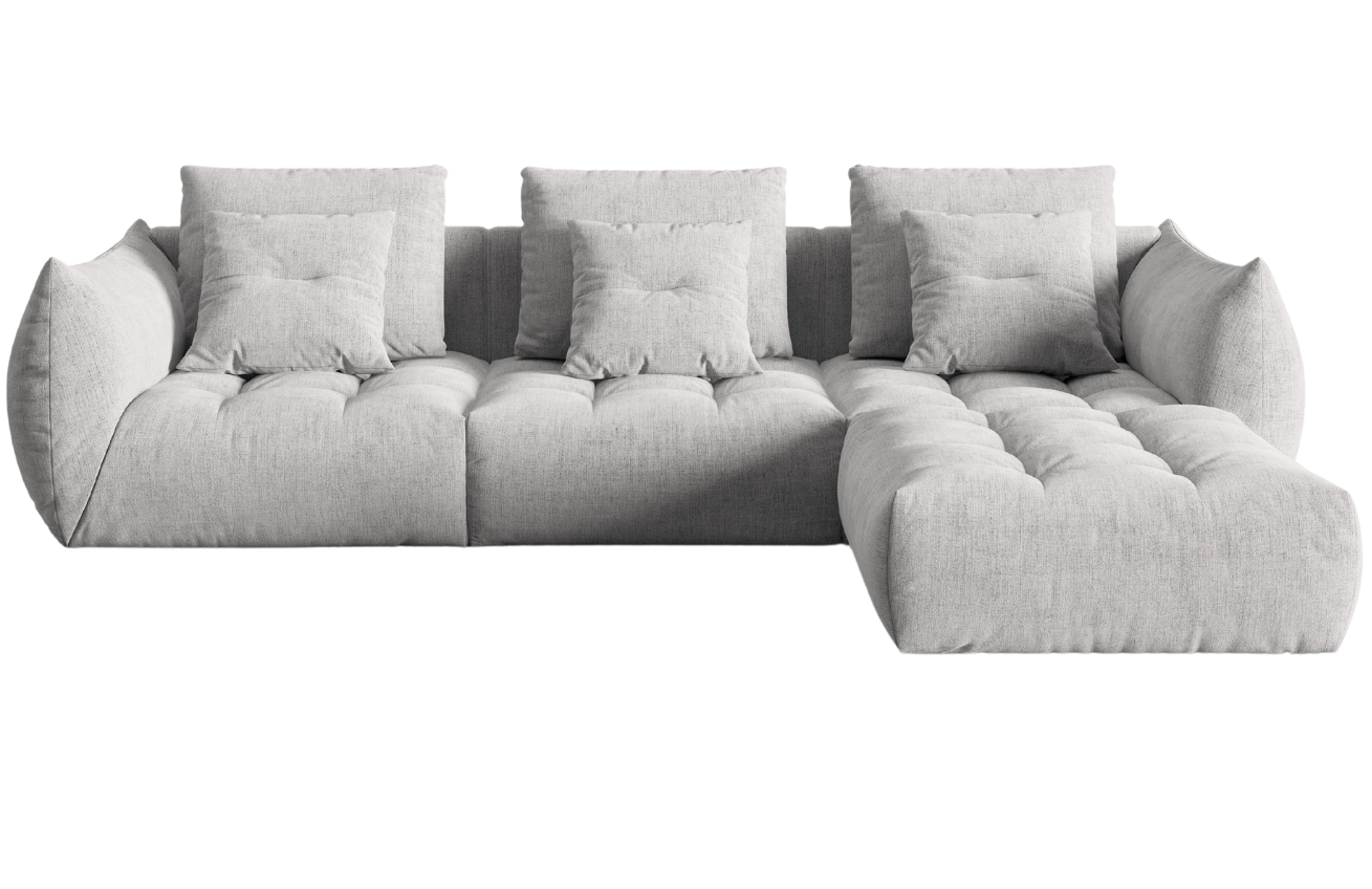 Světle šedá čalouněná čtyřmístná pohovka MICADONI Bloom 332 cm, levá/pravá