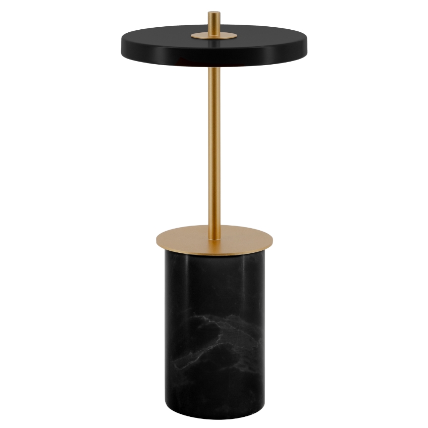 Umage Černá mramorová stolní nabíjecí LED lampa Asteria Move 25,5 cm