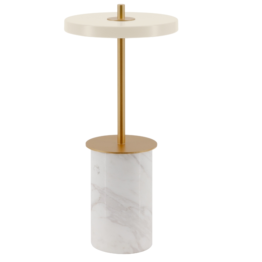 Umage Bílá mramorová stolní nabíjecí LED lampa Asteria Move 25,5 cm