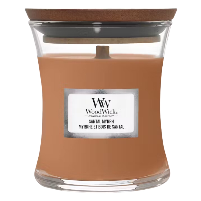 WoodWick Malá vonná svíčka WoodWick, Santal Myrrh