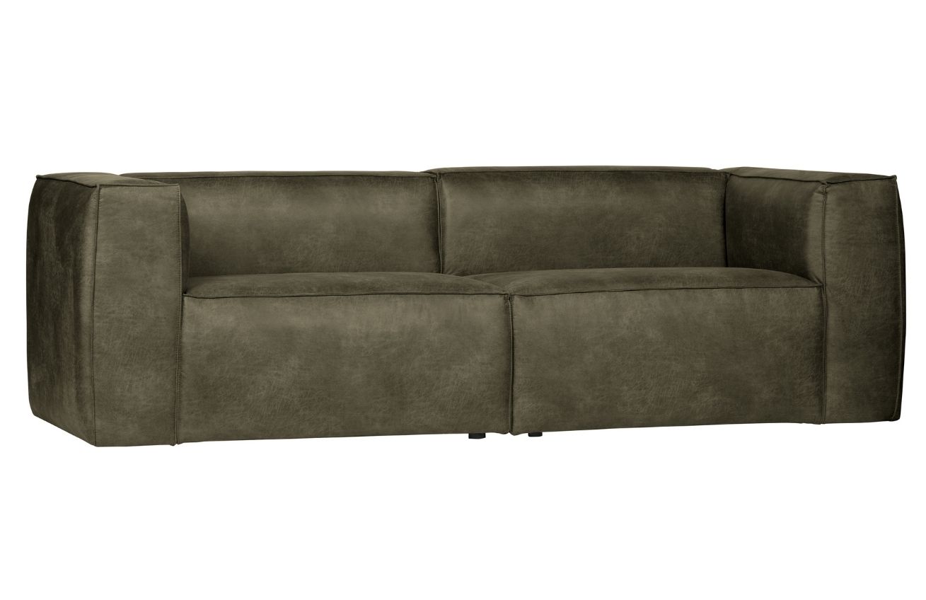 WOOOD Zelen&aacute; koženkov&aacute; tř&iacute;m&iacute;stn&aacute; pohovka Bearny 246 cm