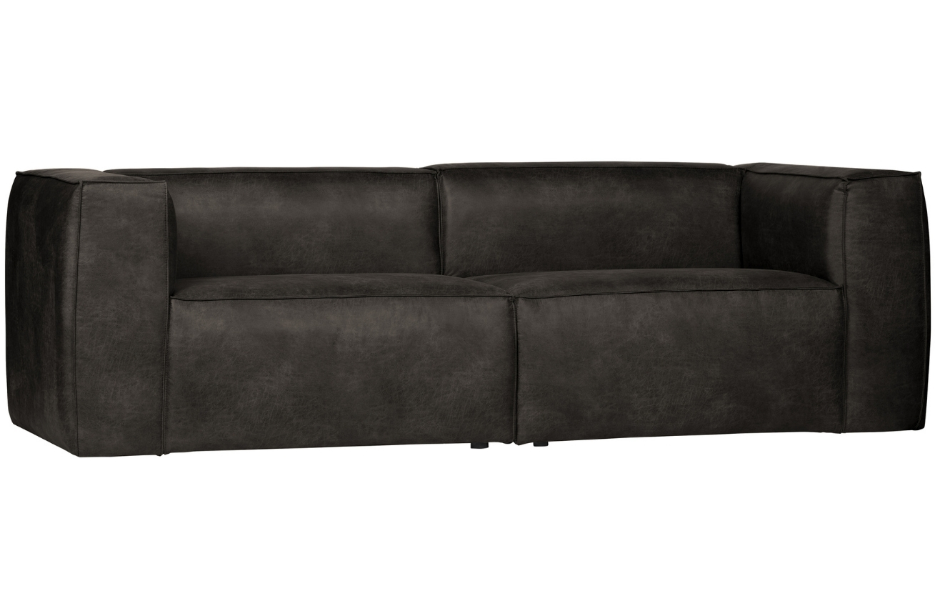 WOOOD Čern&aacute; koženkov&aacute; tř&iacute;m&iacute;stn&aacute; pohovka Bearny 246 cm