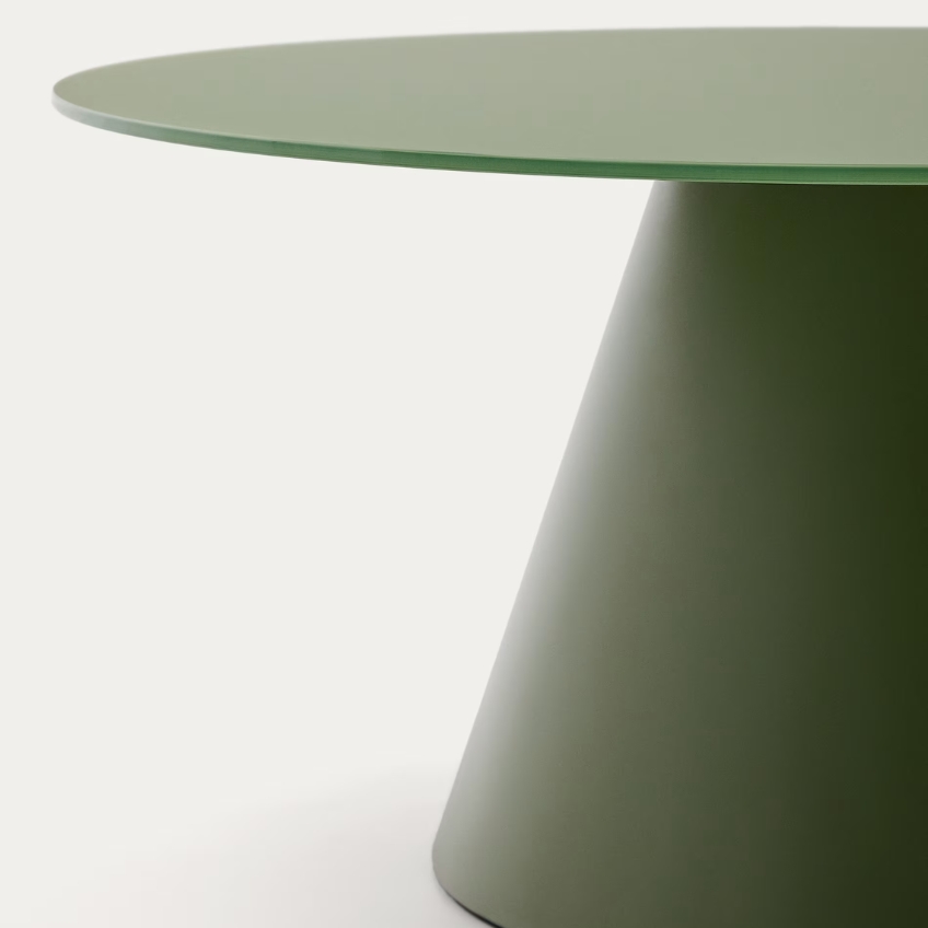 Matně zelený skleněný kulatý konferenční stolek Kave Home Wilshire 80 cm