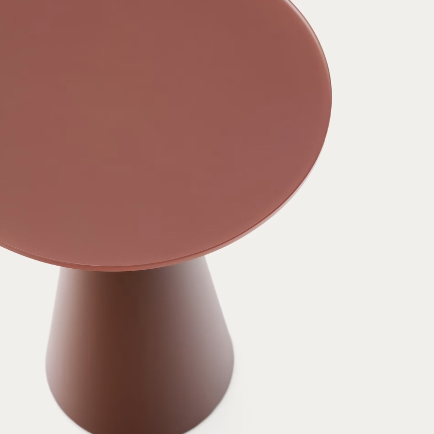 Matně červený skleněný kulatý odkládací stolek Kave Home Wilshire 35 cm