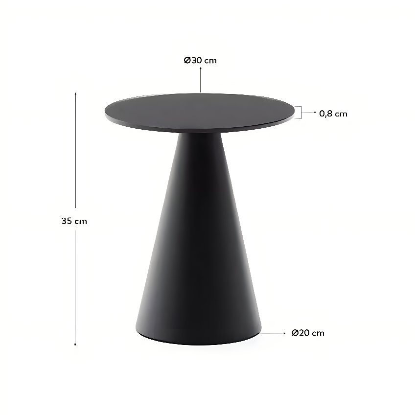 Matně černý skleněný kulatý odkládací stolek Kave Home Wilshire 30 cm