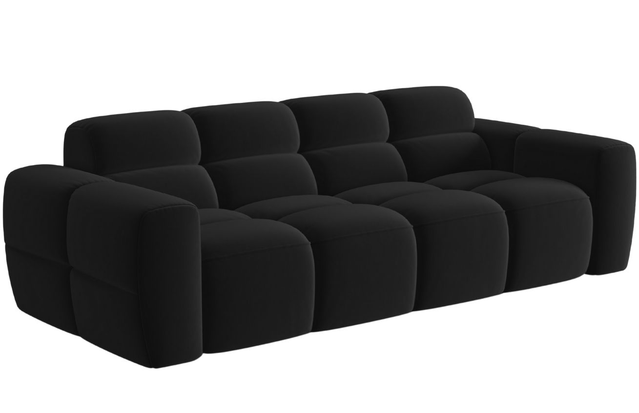 Černá sametová čtyřmístná pohovka MICADONI Lisa 256 cm
