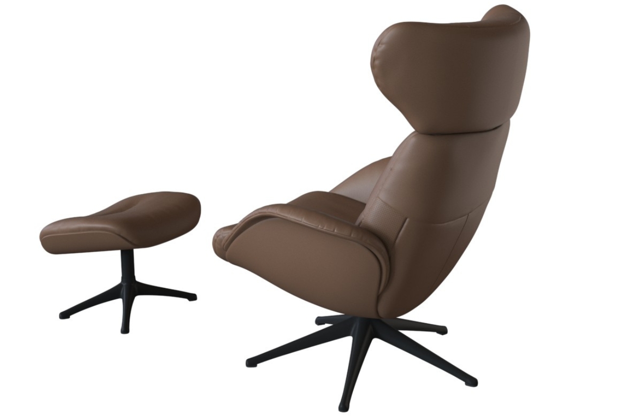 Tmavě hnědé kožené lounge křeslo FLEXLUX MORE