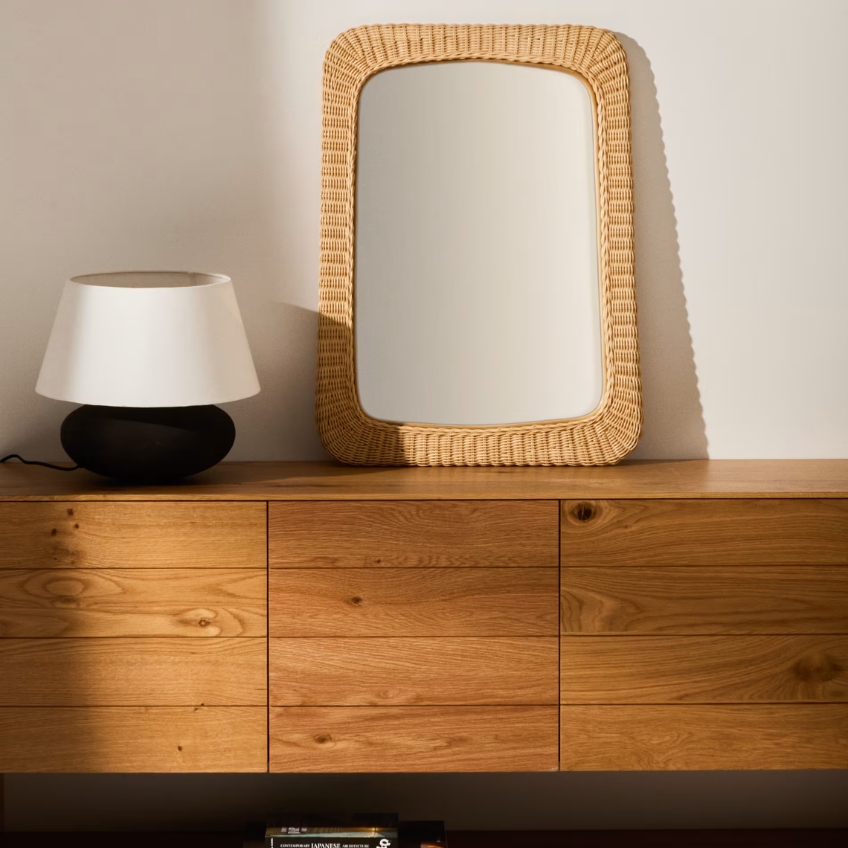 Ratanové zrcadlo Kave Home Zilna 79 x 58 cm