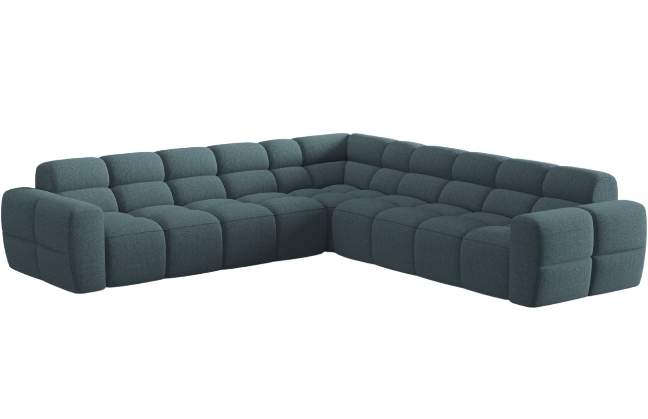 Světle modr&aacute; čalouněn&aacute; rohov&aacute; pohovka MICADONI Lisa 310 cm