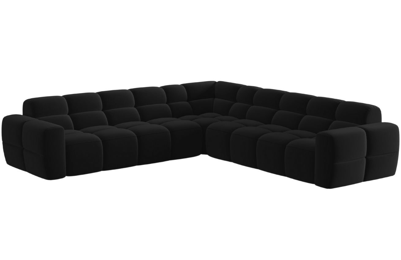 Čern&aacute; sametov&aacute; rohov&aacute; pohovka MICADONI Lisa 310 cm