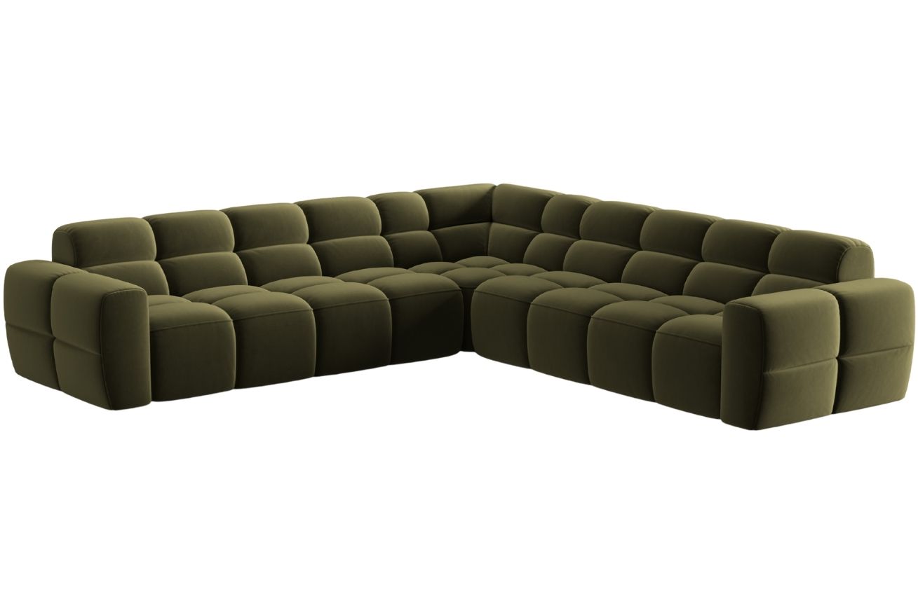 Zelen&aacute; sametov&aacute; rohov&aacute; pohovka MICADONI Lisa 310 cm