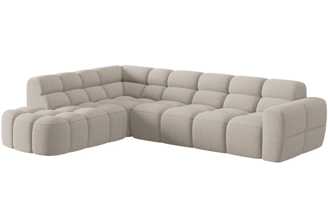 Béžová čalouněná rohová pohovka MICADONI Lisa 293 cm, levá