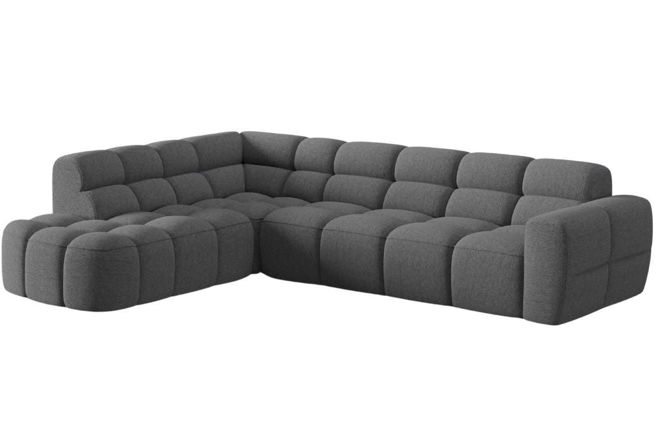 Šedá čalouněná rohová pohovka MICADONI Lisa 293 cm, levá