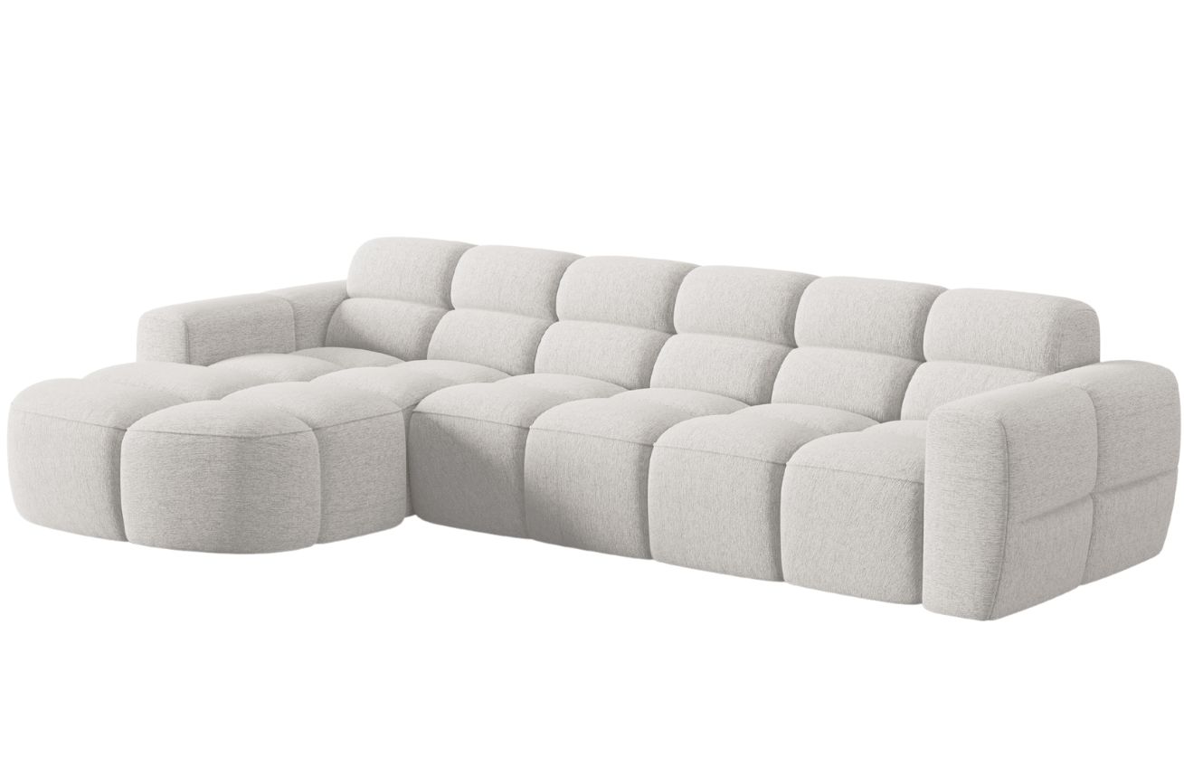 Světle šedá čalouněná rohová pohovka MICADONI Lisa 310 cm, levá
