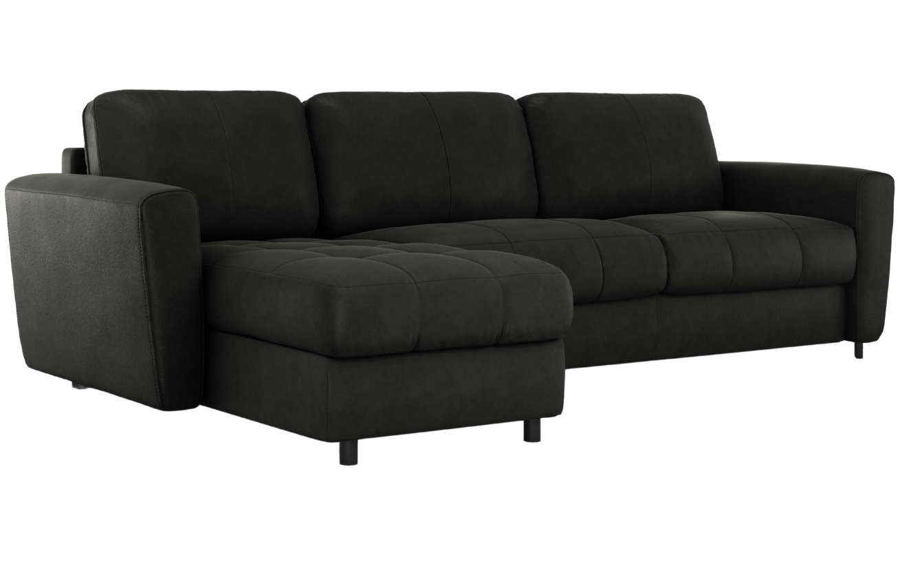 CXL by Christian Lacroix Černá kožená rohová rozkládací pohovka CXL Audra 290 cm, levá