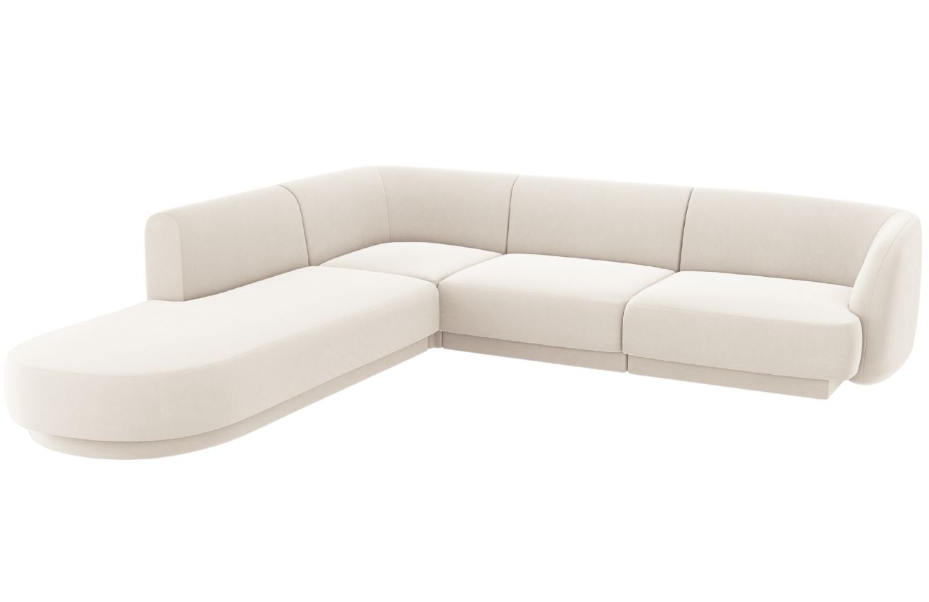 B&eacute;žov&aacute; sametov&aacute; rohov&aacute; pohovka MICADONI Miley 255 cm, lev&aacute;