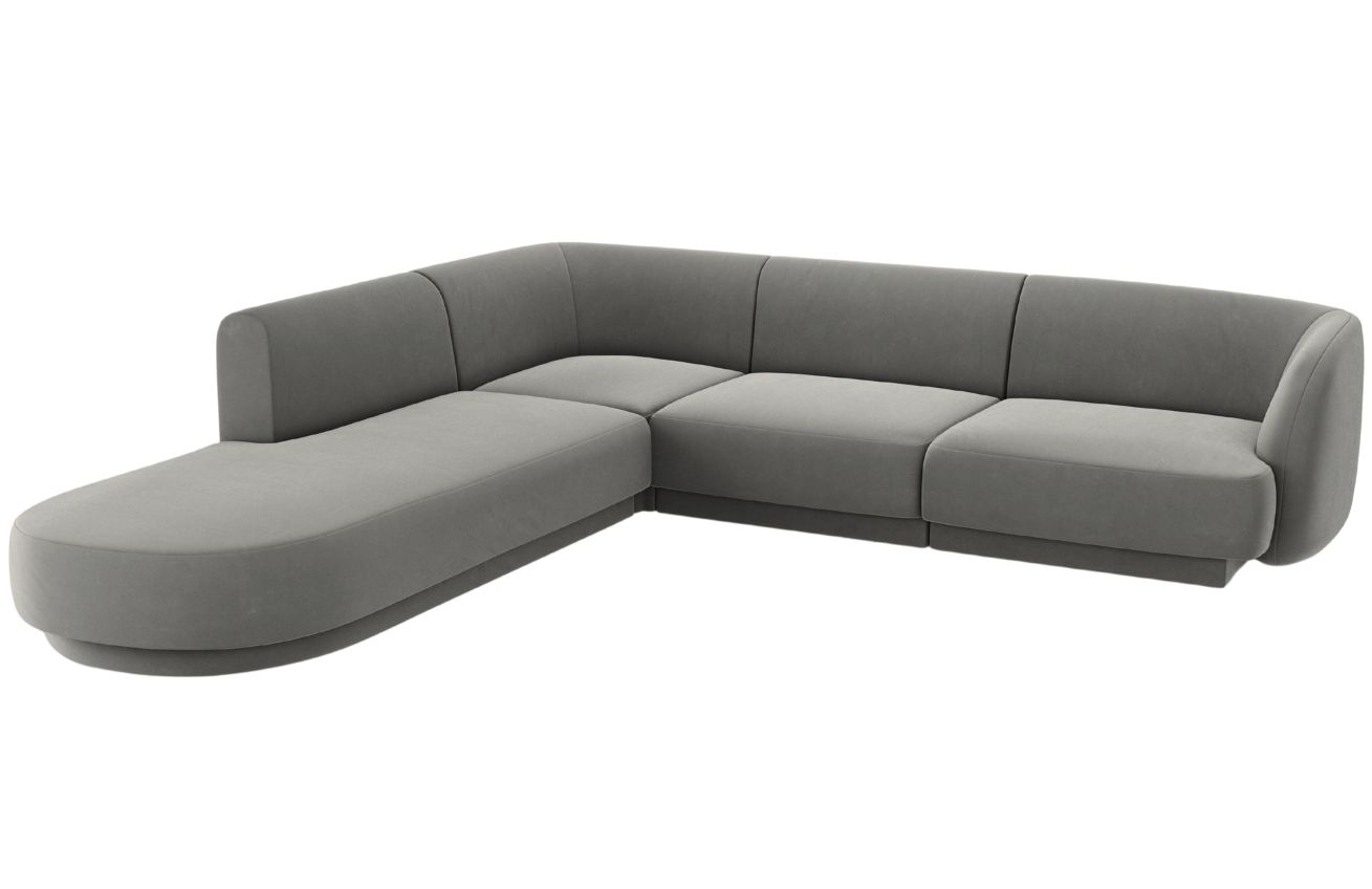 &Scaron;ed&aacute; sametov&aacute; rohov&aacute; pohovka MICADONI Miley 255 cm, lev&aacute;