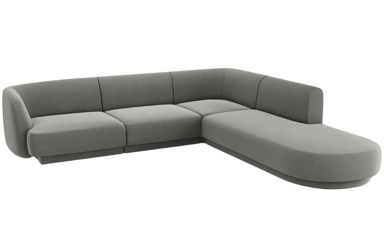 &Scaron;ed&aacute; sametov&aacute; rohov&aacute; pohovka MICADONI Miley 255 cm, prav&aacute;