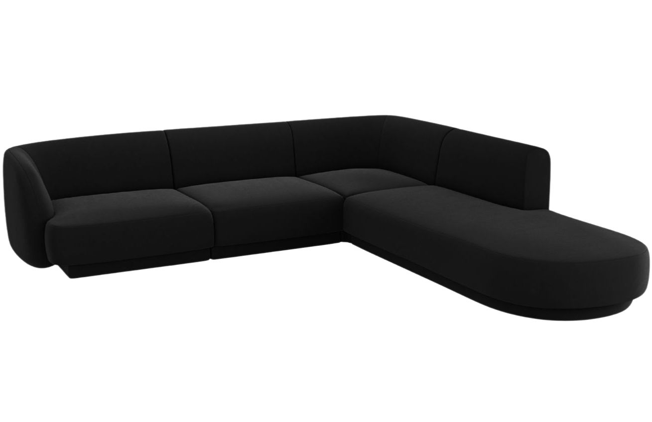 Čern&aacute; sametov&aacute; rohov&aacute; pohovka MICADONI Miley 255 cm, prav&aacute;