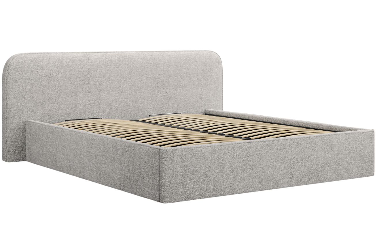 Šedá bouclé dvoulůžková postel MICADONI Elizabeth 180 x 200 cm s úložným prostorem