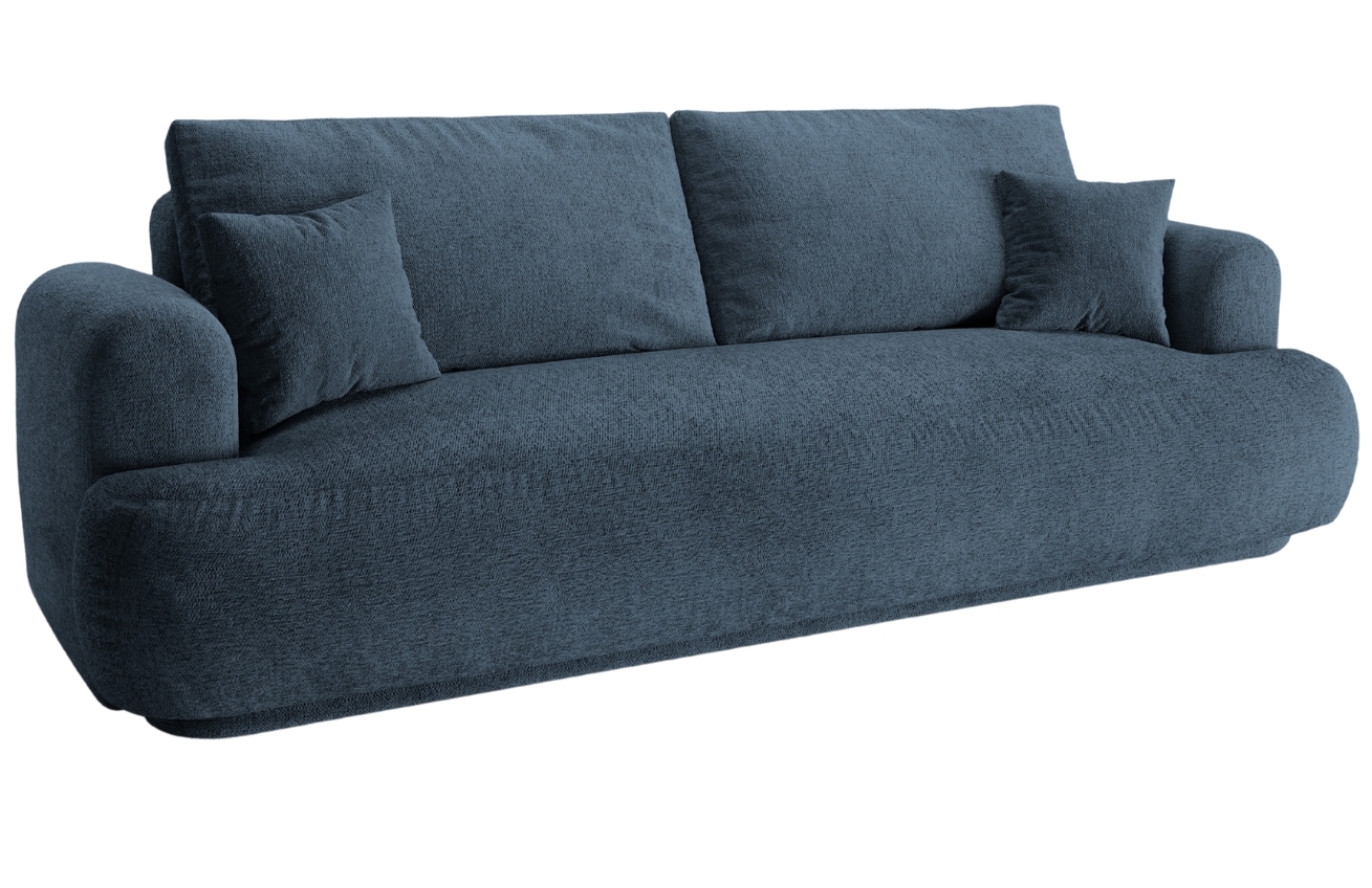 Tmavě modr&aacute; čalouněn&aacute; trojm&iacute;stn&aacute; rozkl&aacute;dac&iacute; pohovka MICADONI Ella 253 cm