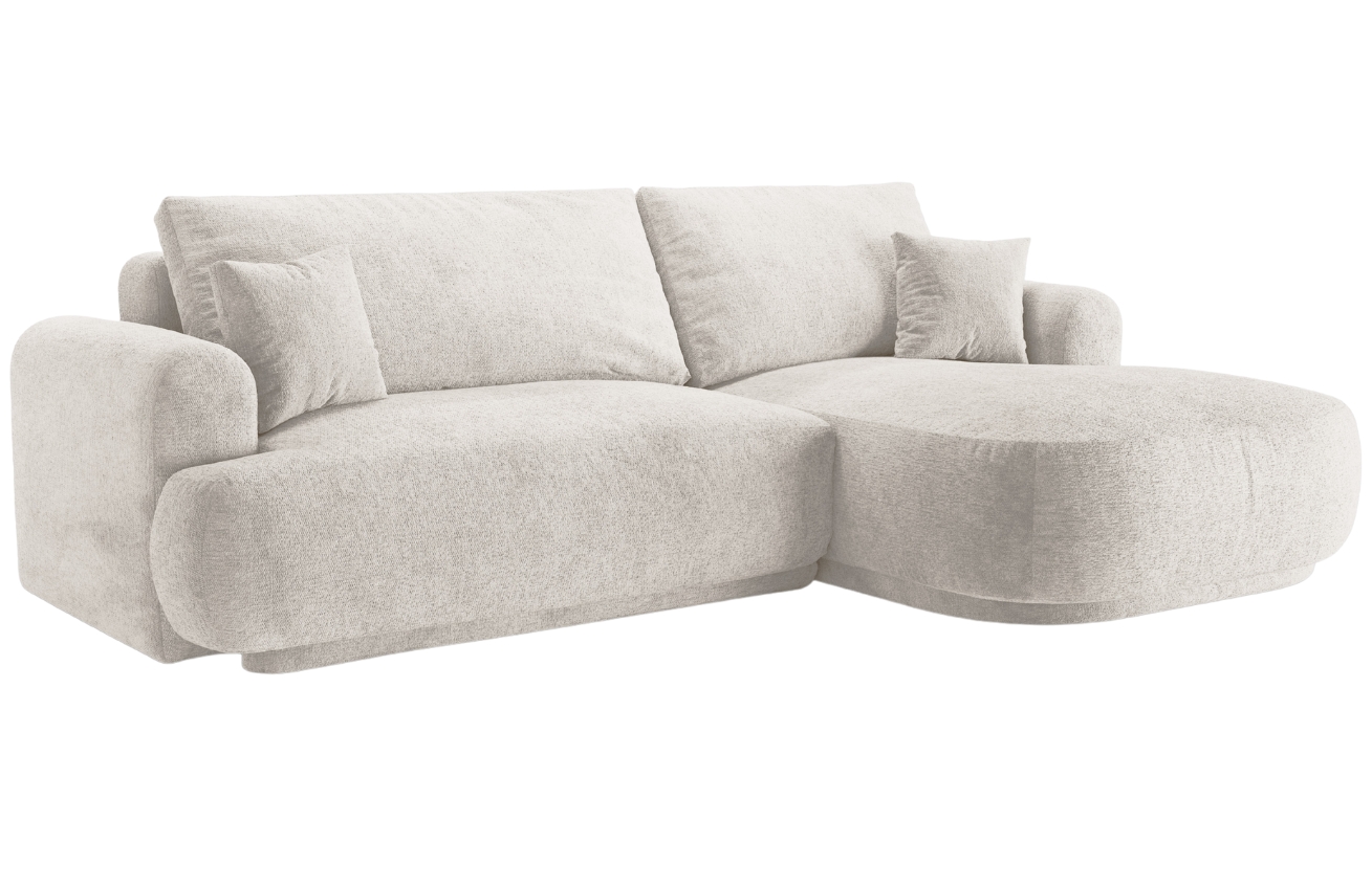 B&eacute;žov&aacute; čalouněn&aacute; rohov&aacute; rozkl&aacute;dac&iacute; pohovka MICADONI Ella 271 cm, prav&aacute;