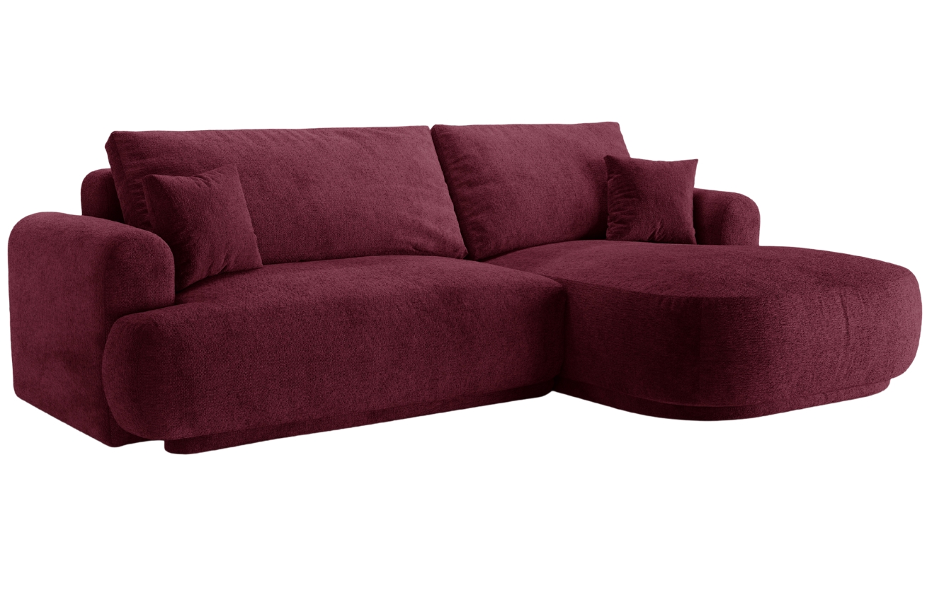 V&iacute;nově červen&aacute; čalouněn&aacute; rohov&aacute; rozkl&aacute;dac&iacute; pohovka MICADONI Ella 271 cm, prav&aacute;