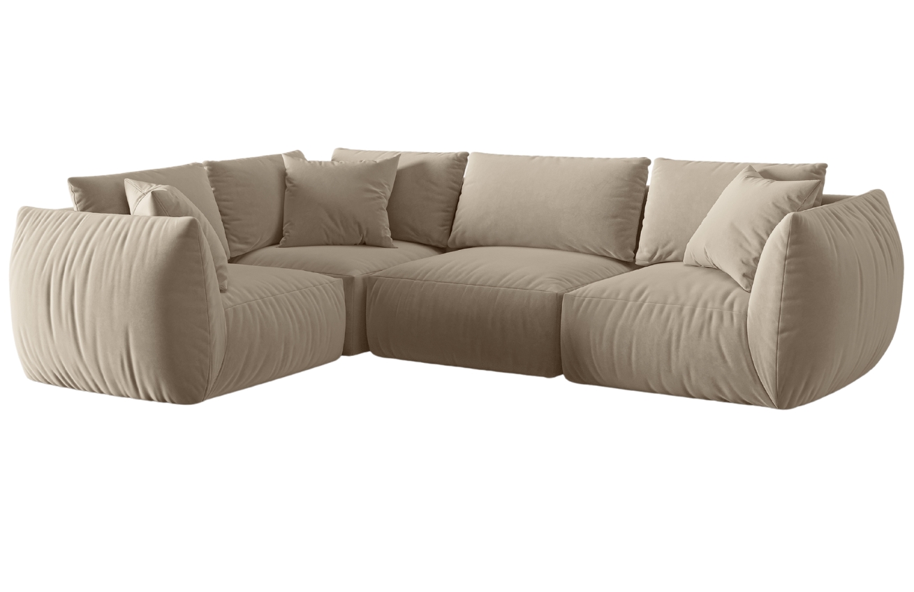 B&eacute;žov&aacute; sametov&aacute; rohov&aacute; pohovka MICADONI Chris II. 295 cm, lev&aacute;