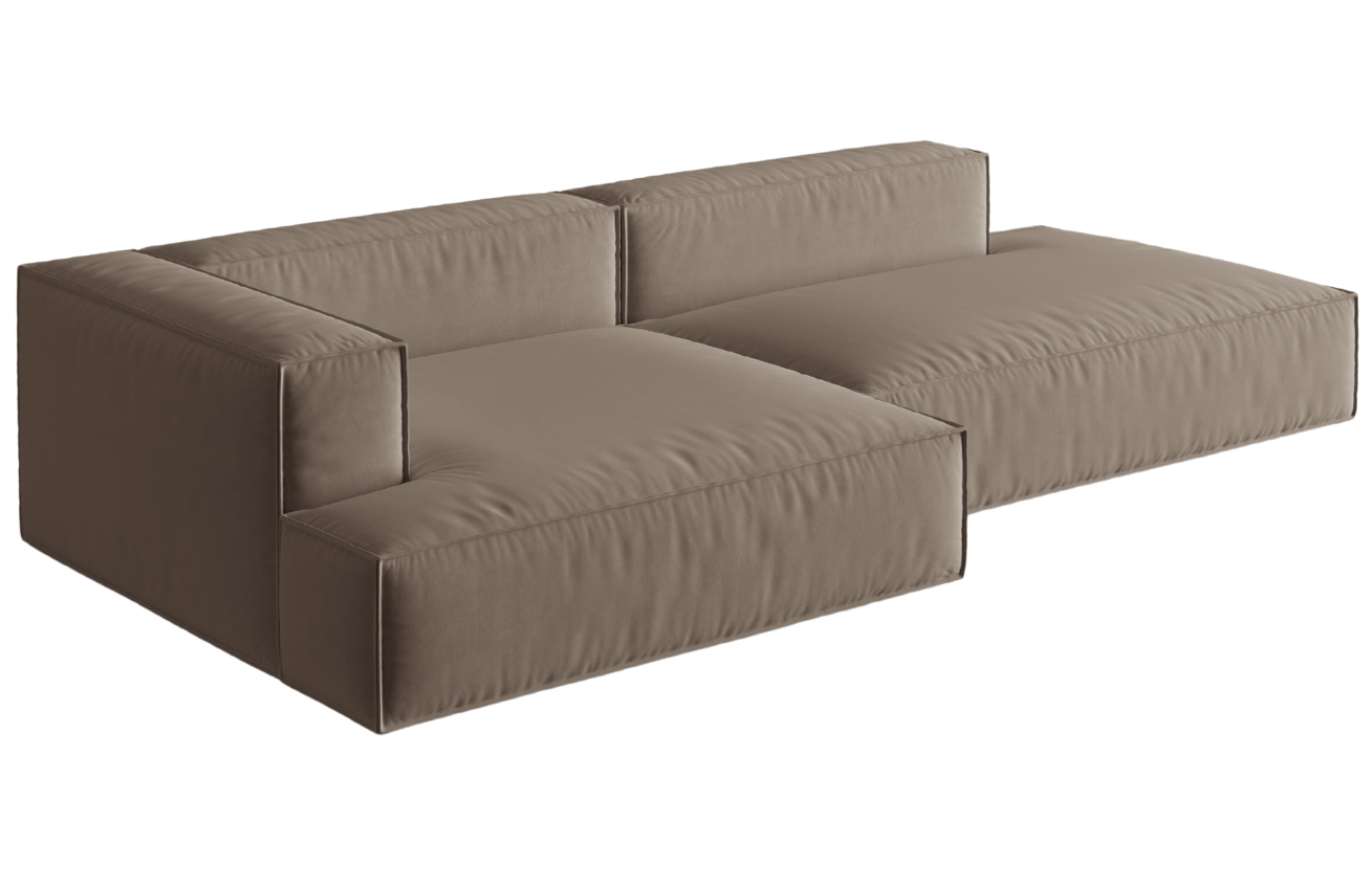 Micadoni Sametová rohová pohovka Nuria 312 cm, levá