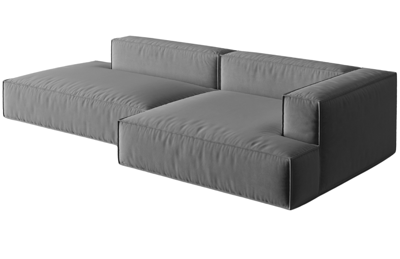Micadoni Sametová rohová pohovka Nuria 312 cm, pravá