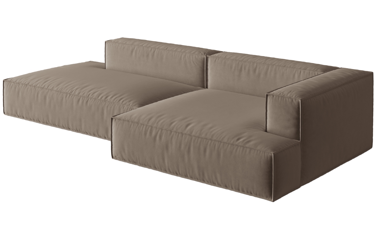 Micadoni Sametová rohová pohovka Nuria 312 cm, pravá