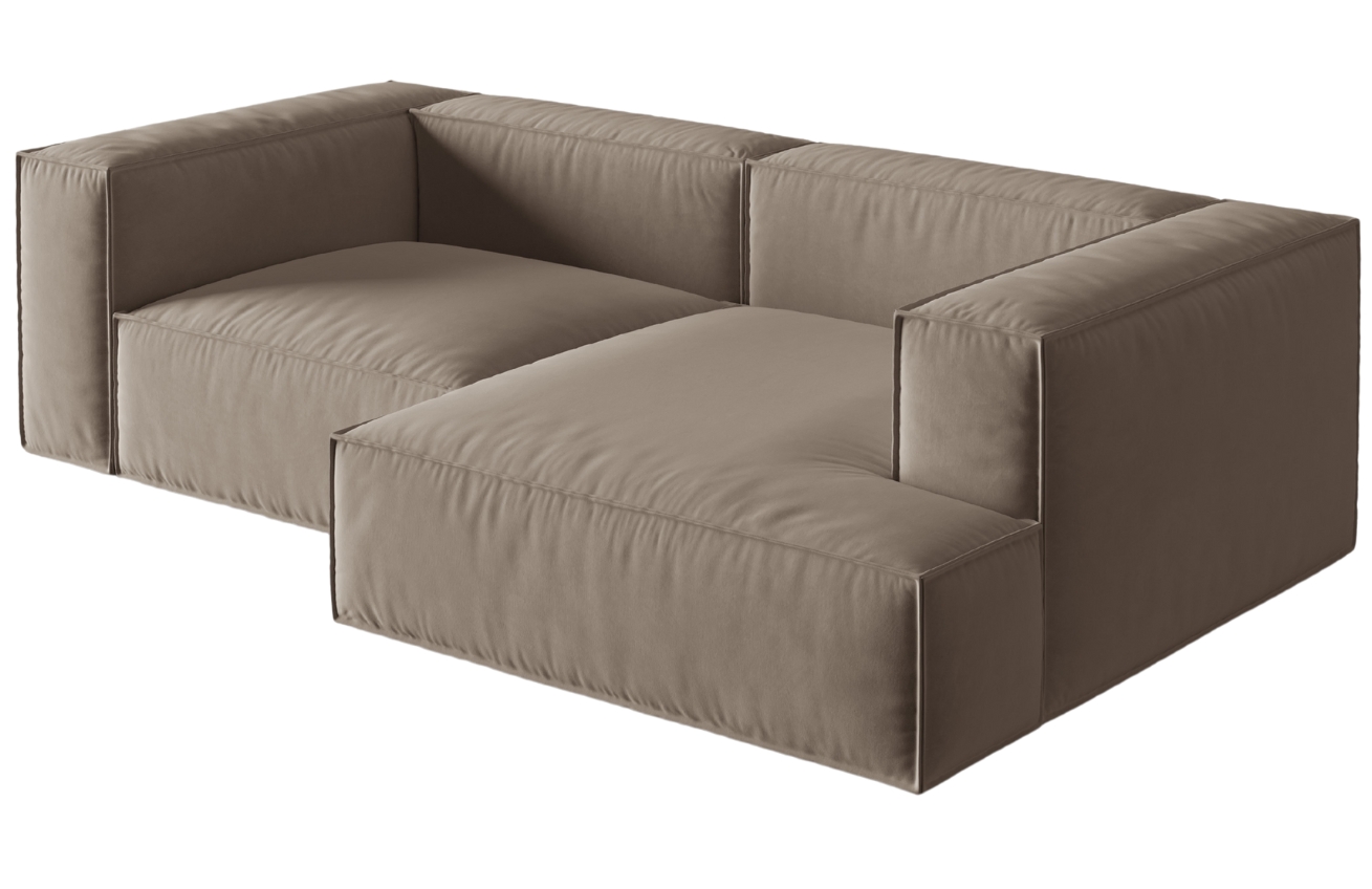 Micadoni Sametová rohová pohovka Nuria 252 cm, pravá