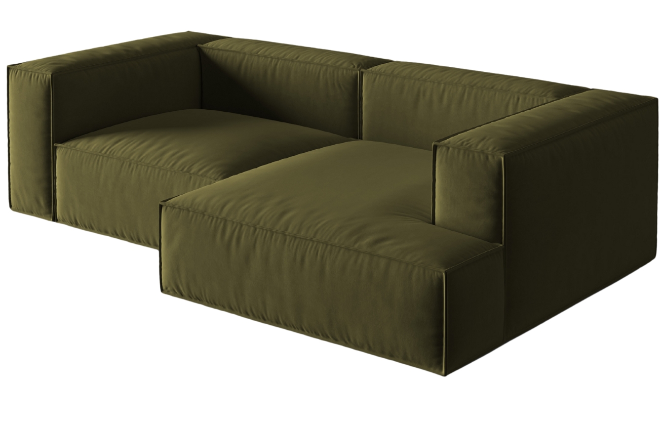 Micadoni Sametová rohová pohovka Nuria 252 cm, pravá