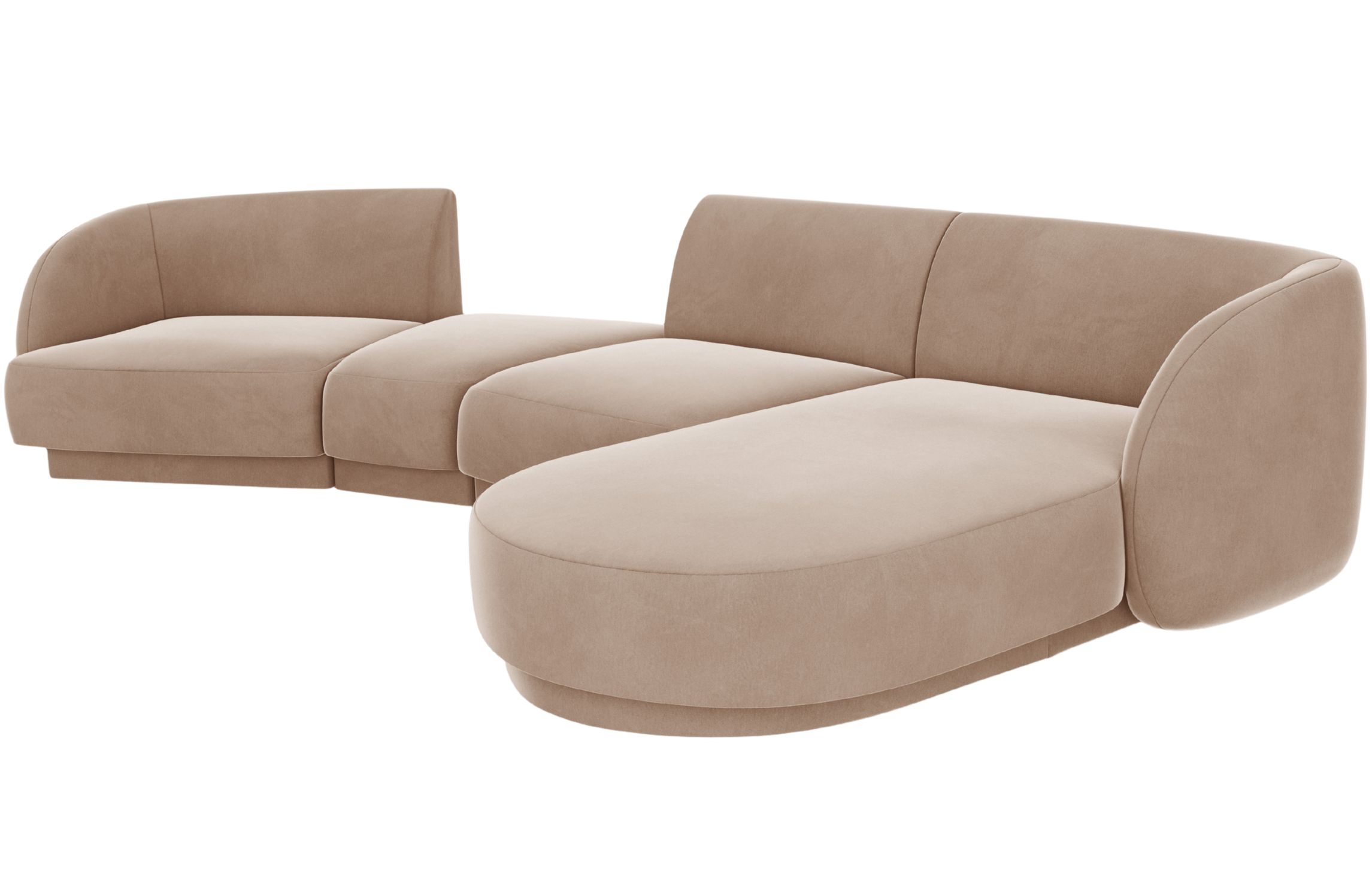 Micadoni Sametová rohová pohovka Miley 325 cm, pravá