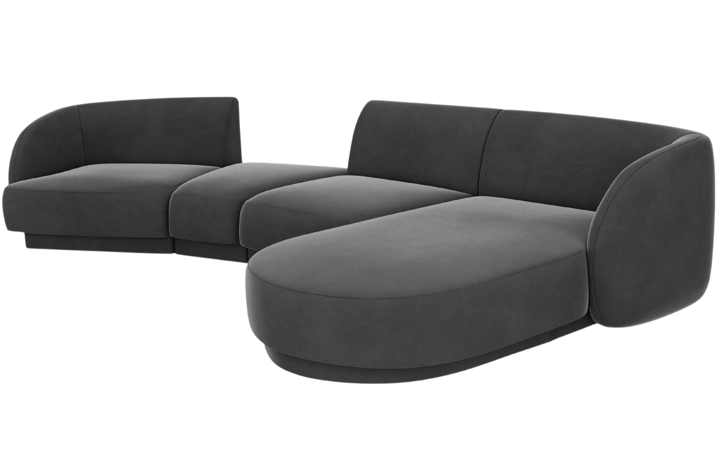 Micadoni Sametová rohová pohovka Miley 325 cm, pravá