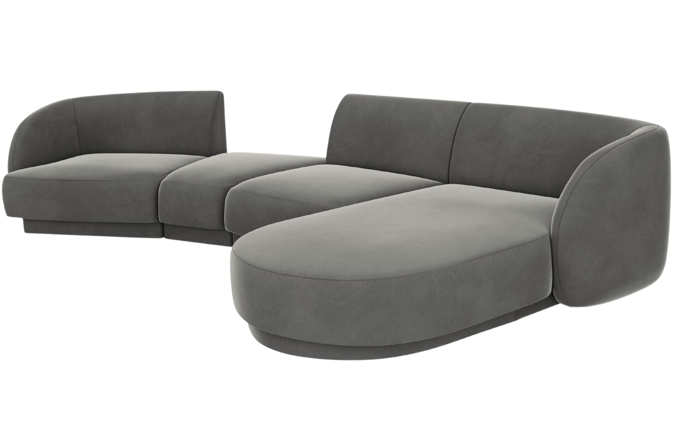 Micadoni Sametová rohová pohovka Miley 325 cm, pravá